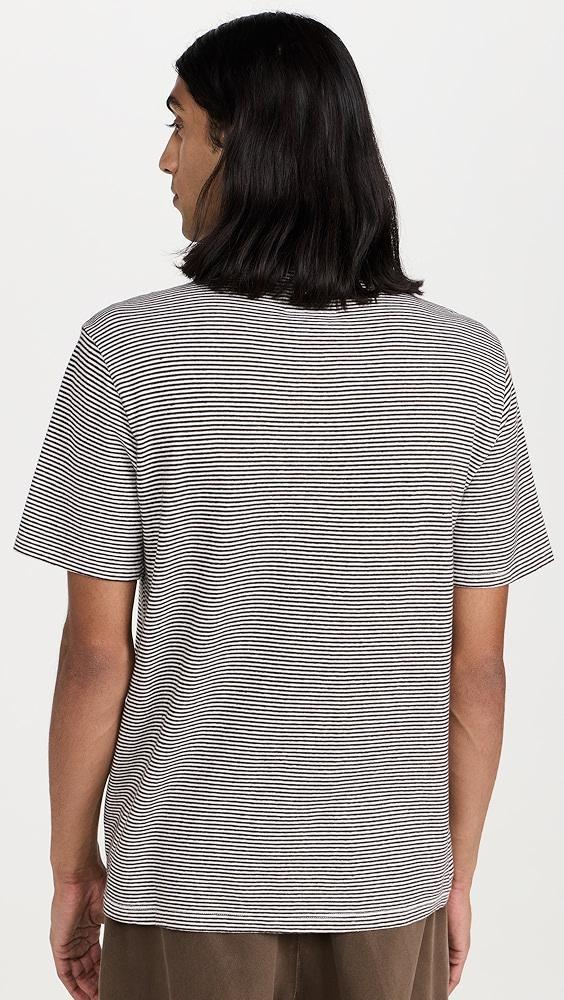 Officine Generale Stripe Cotton Linen Tee | Shopbop Product Image