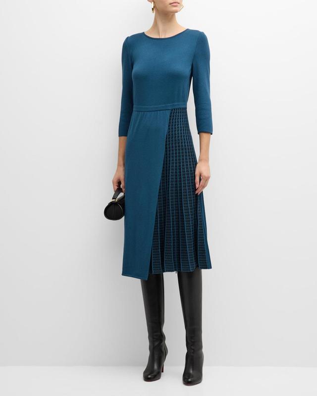 Womens Pleated Soft Knit Midi-Dress Product Image