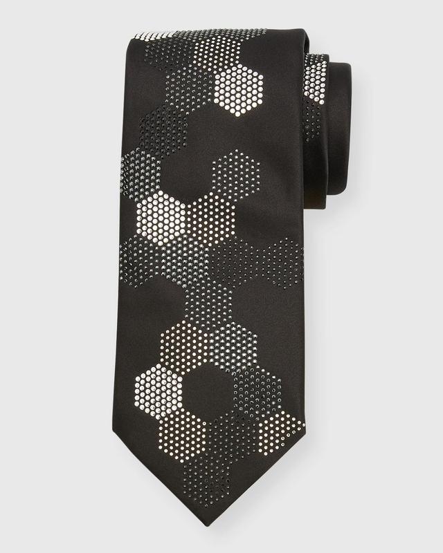 Stefano Ricci Men's Honeycomb Crystal Silk Tie - BLACK Product Image