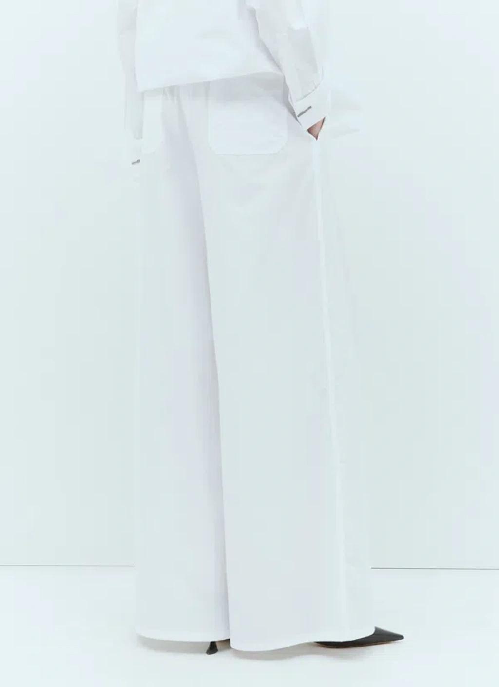 MAX MARA Wide Poplin Pants In White Product Image