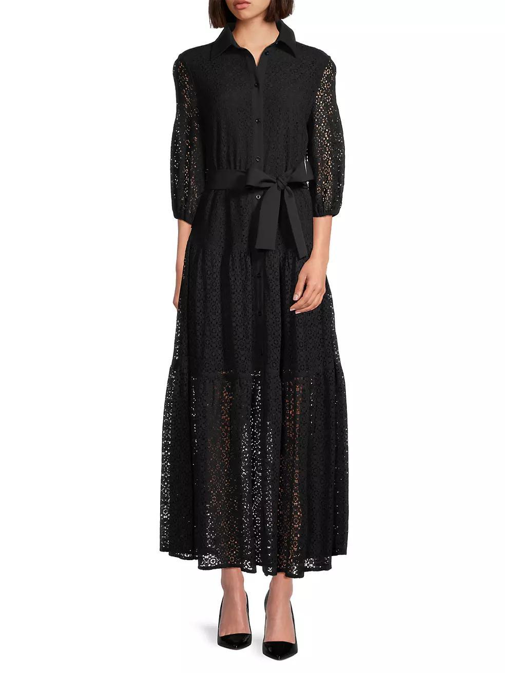 Belted Lace Shirtdress Product Image