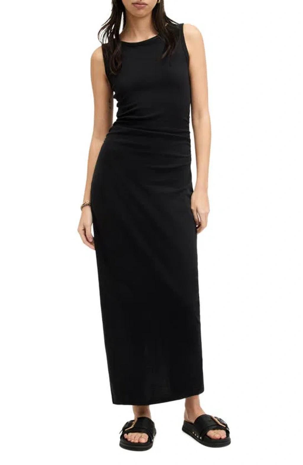 Womens Black Katarina Side-ruched Slim-fit Cotton Maxi Dress Product Image