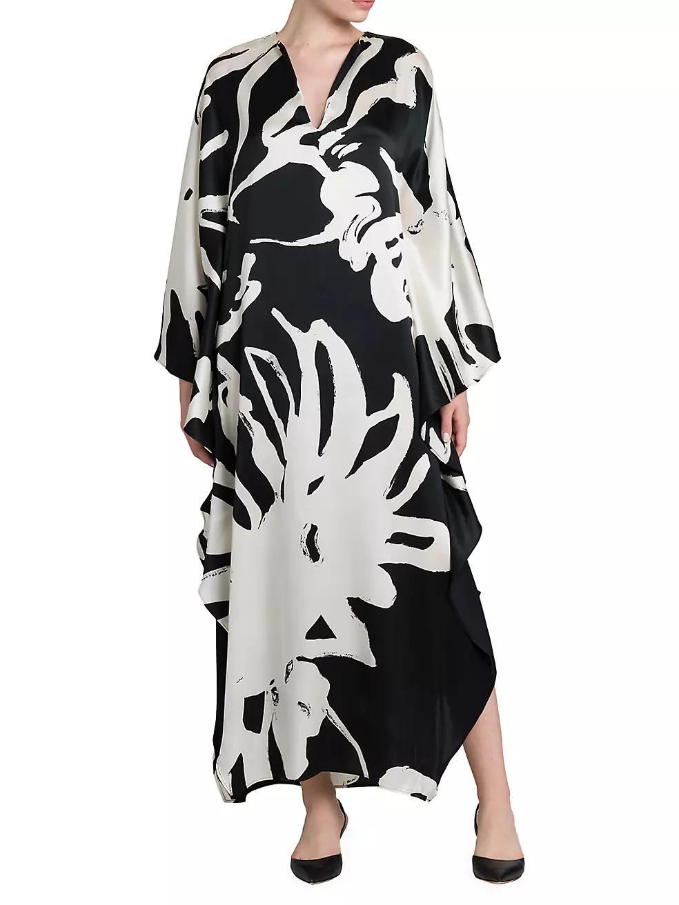 Printed Floor-Length Silk Caftan Product Image