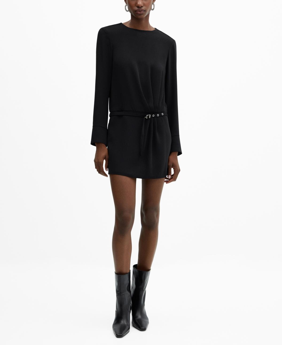 MANGO Felicia Belted Long Sleeve Minidress Product Image