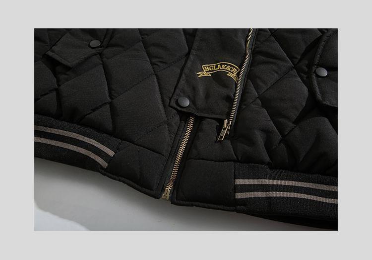 Lettering Quilted Zip-Up Jacket Product Image