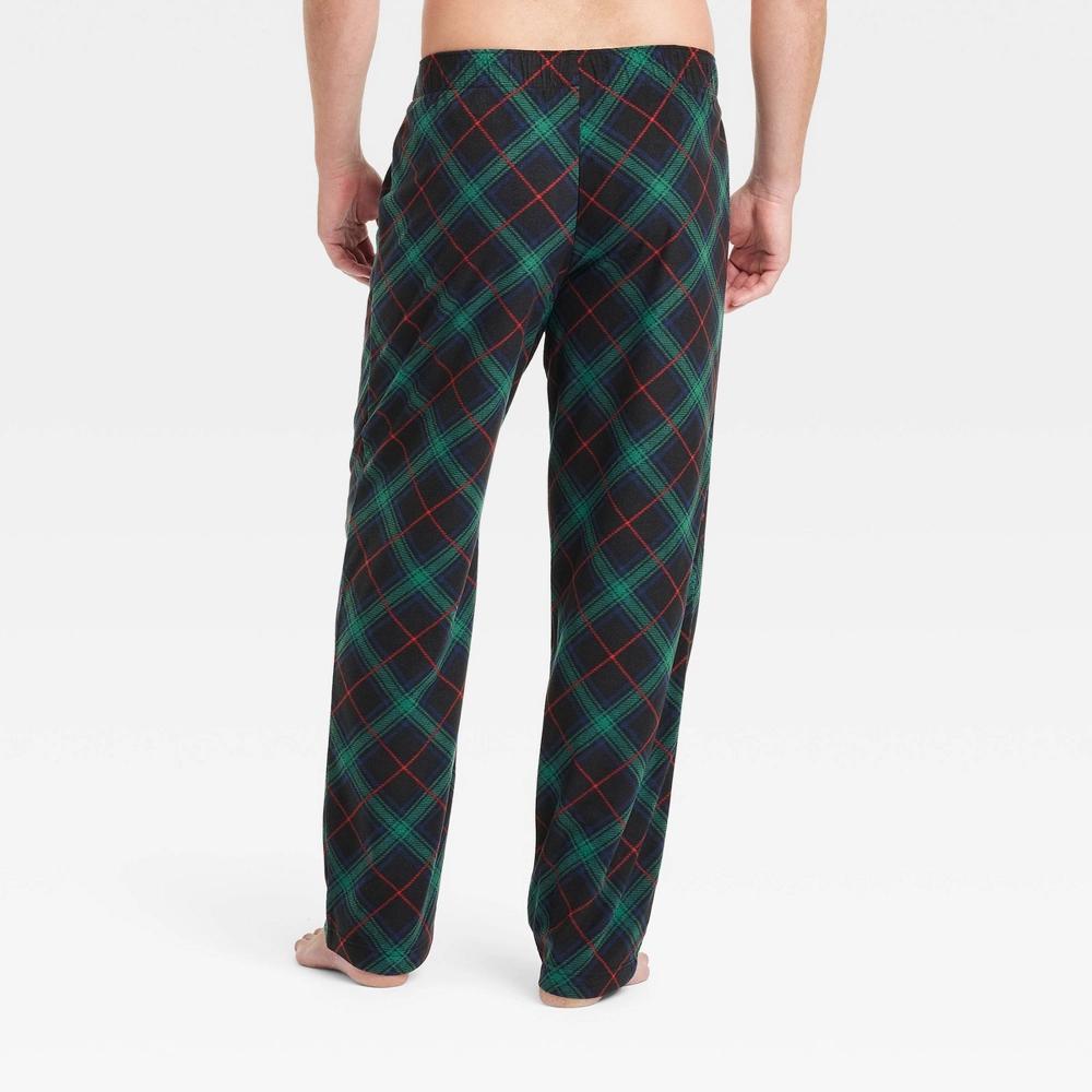 Men's Plaid Microfleece Holiday Matching Family Pajama Pants - Wondershop™ Black S Product Image