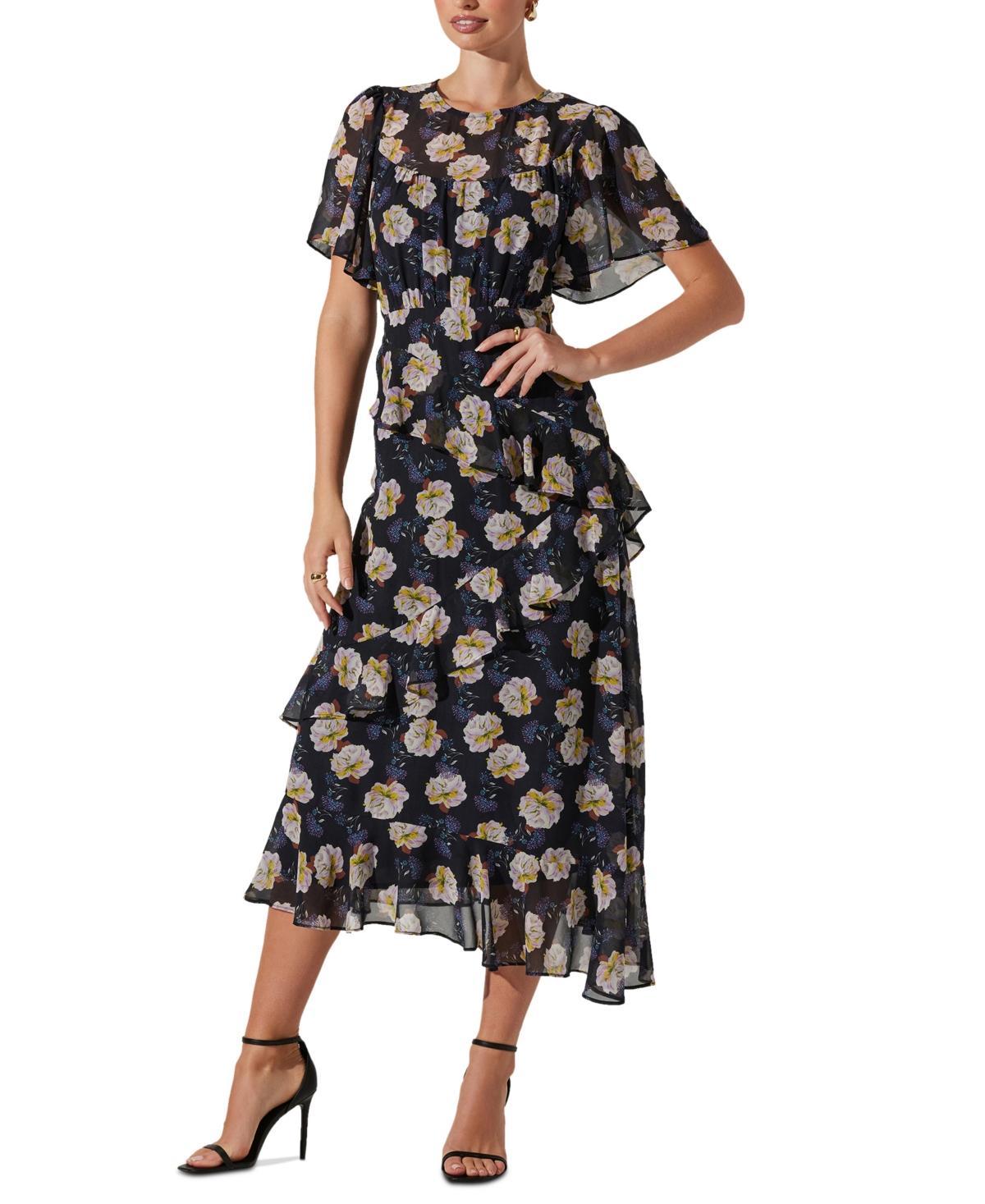 Astr the Label Womens Floramae Floral Ruffle-Trim Midi Dress Product Image