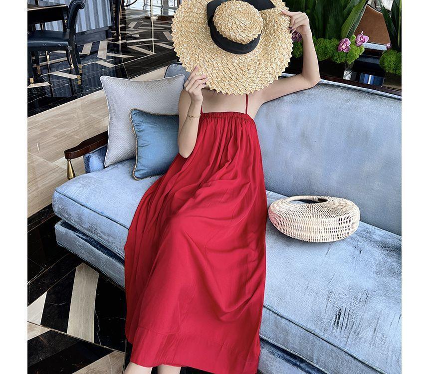 Spaghetti Strap Plain Midi Sundress Product Image