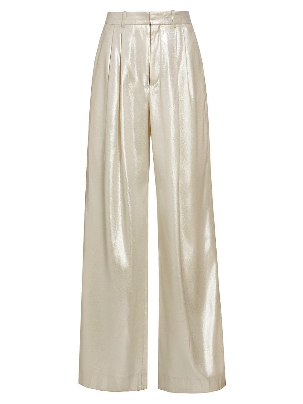 Organic Silk Lame Pleated Wide-Leg Sailor Trousers product image