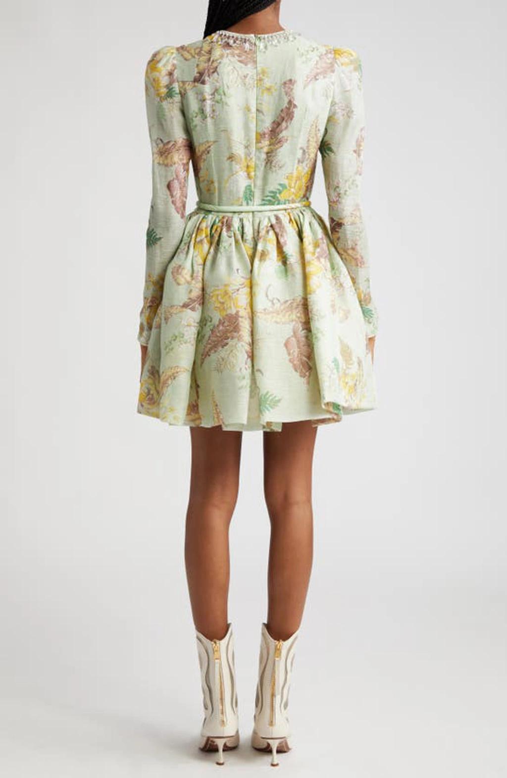 Matchmaker Linen-silk Tulip Mini Dress In Green Product Image