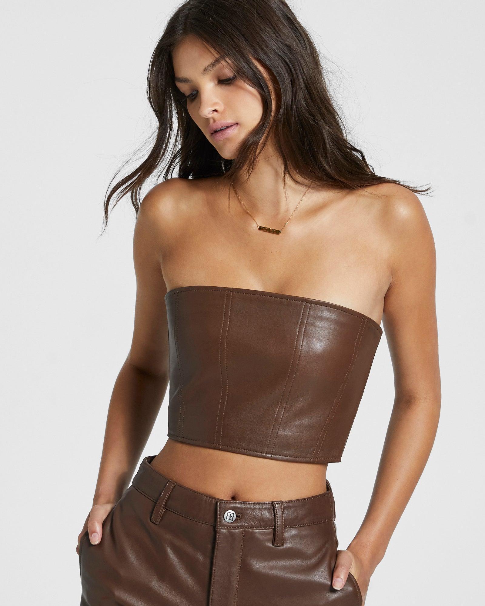 CROSSIN BUSTIER TOP CHOCOLATE Female Product Image