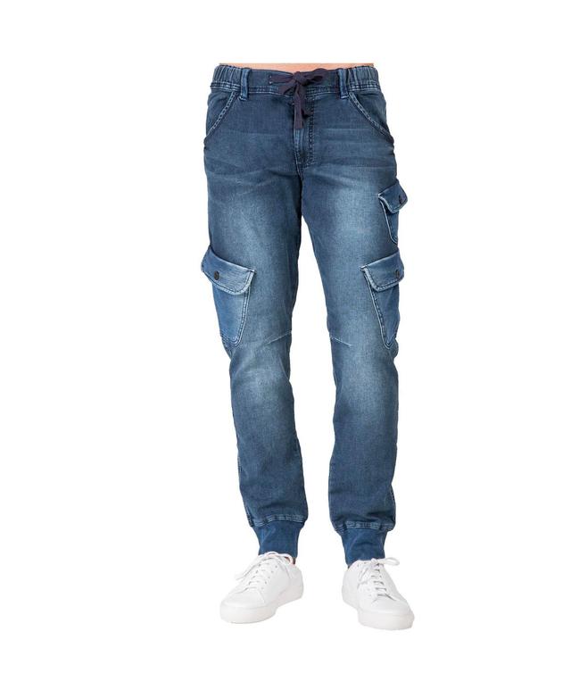 Mens Premium Knit Denim Jogger Jeans with Cargo Pockets Product Image