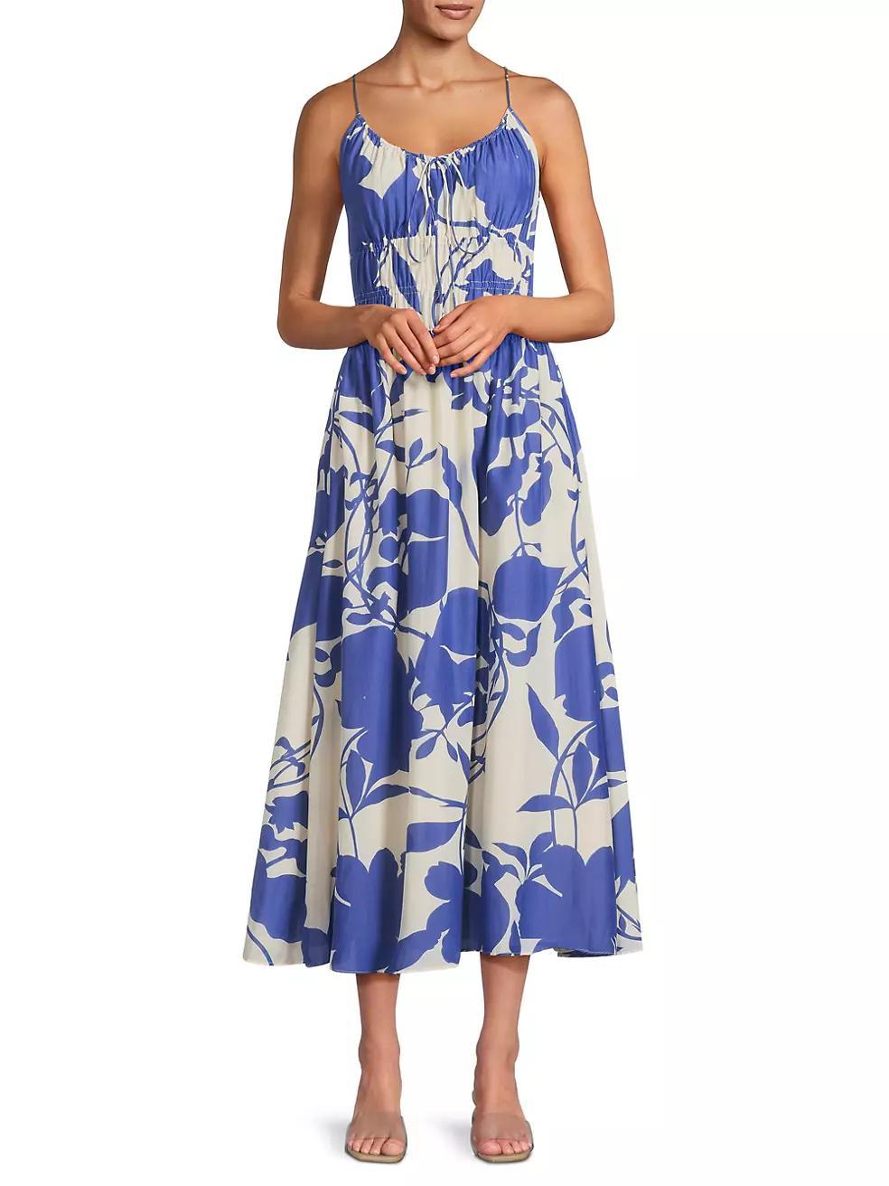 Roma Carinna Floral Silk-Cotton Midi-Dress Product Image