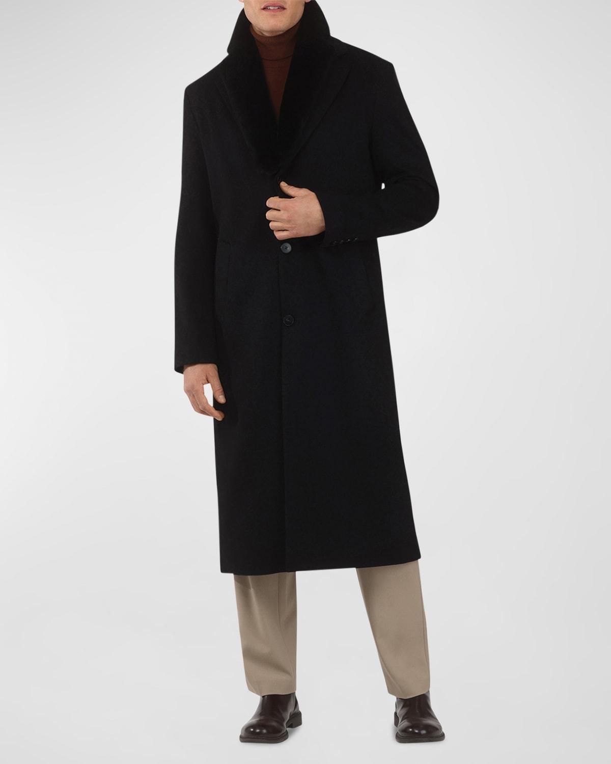 Mens Loro Piana Cashmere Coat with Detachable Lamb Shearling Collar Product Image