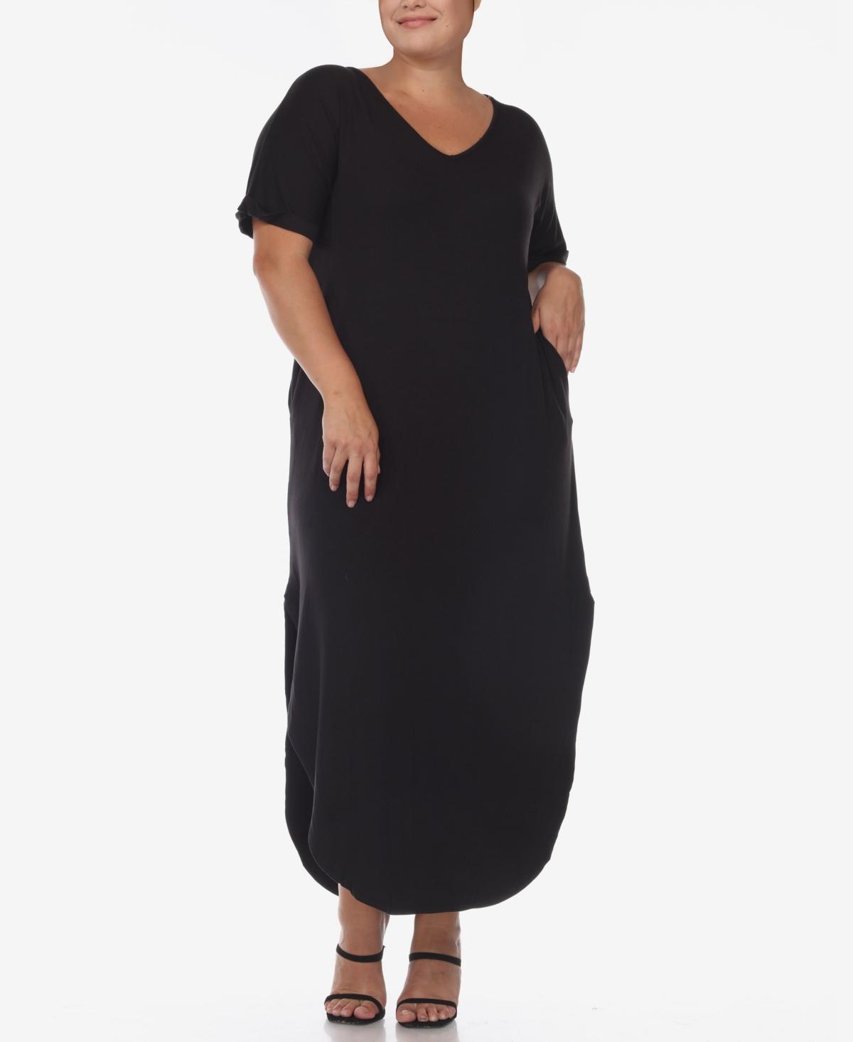 Plus Size White Mark Short Sleeve V-Neck Maxi Dress, Womens Blue Product Image