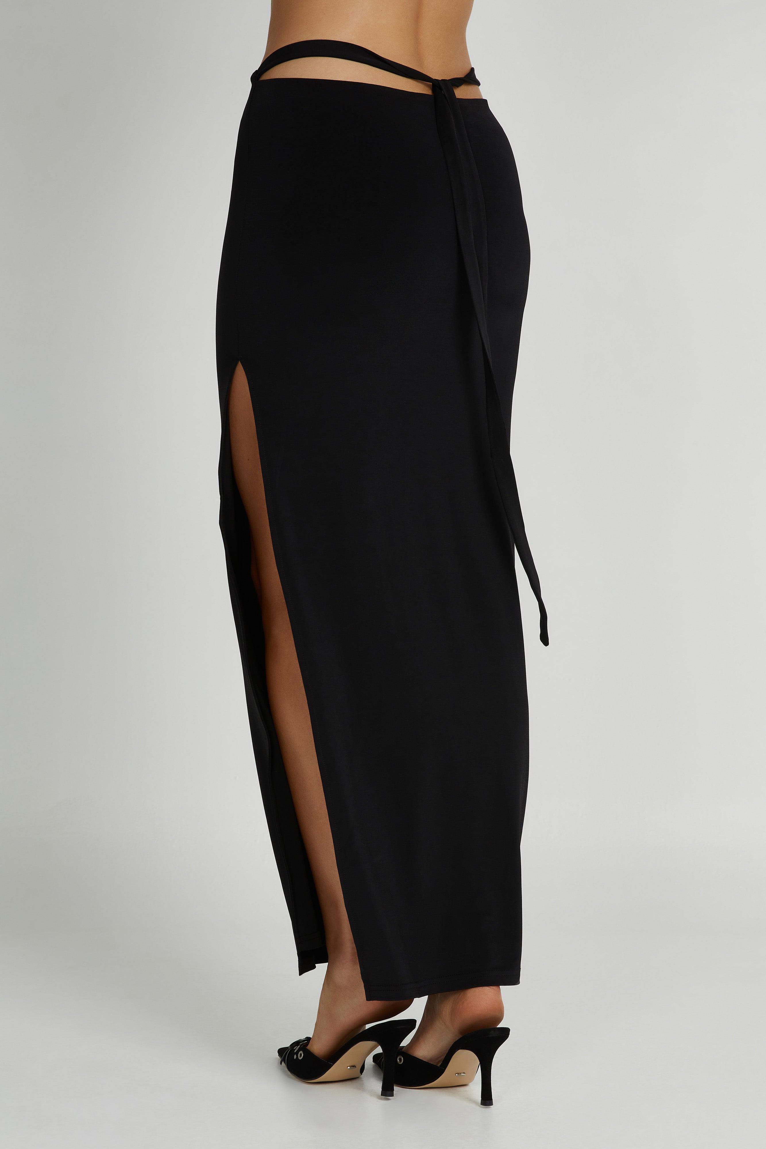 Jeanine Cowl Back Maxi Skirt - Black Product Image