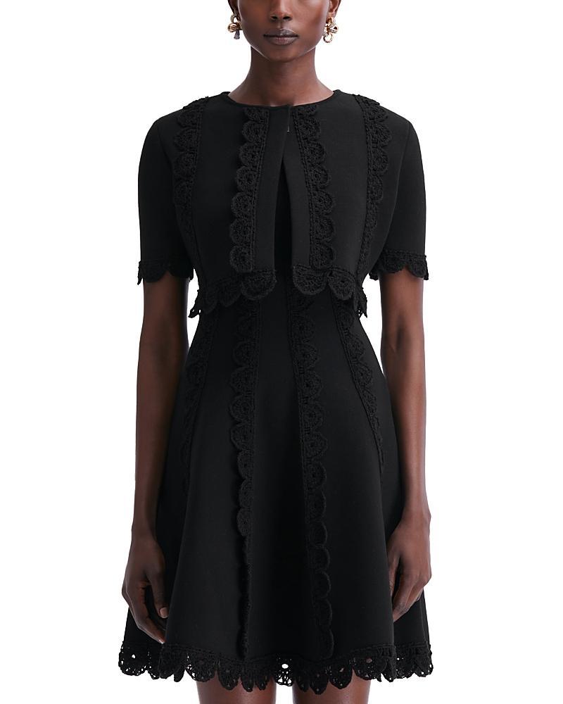 Oscar de la Renta Lace Scallop Detail Short Sleeve Jacket Product Image