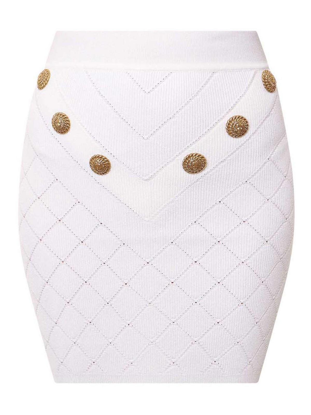 Knit Skirt With Rhombus Motif In White Product Image