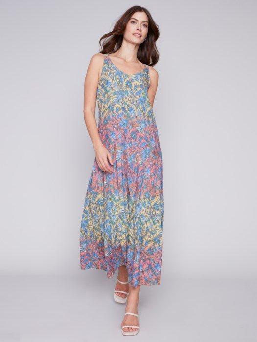 Printed Rayon Maxi Dress by Charlie B Product Image