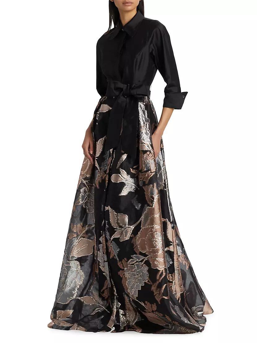 Metallic Floral Jacquard Gown Product Image