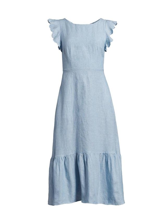 Womens Rosa Linen Tie-Back Midi-Dress Product Image