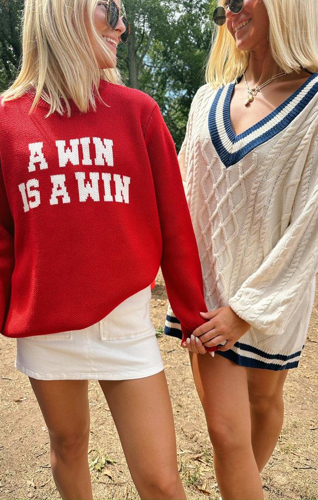 Varsity Sweater ~ Win Graphic Knit Product Image