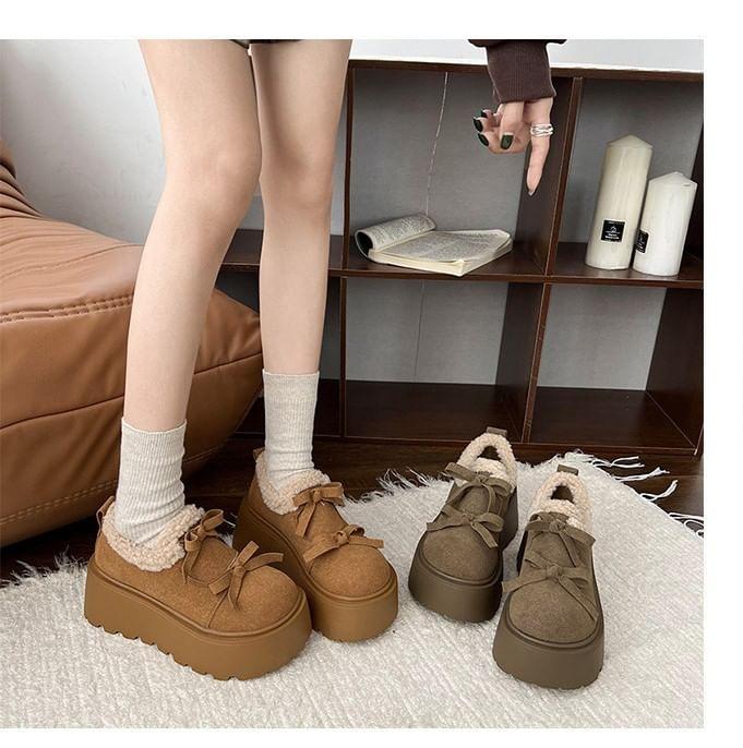 Bow Fleece Panel Platform Loafers product image