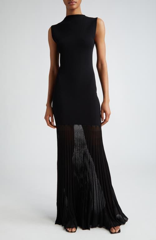 Plisse Knit Semi-Sheer Evening Dress Product Image