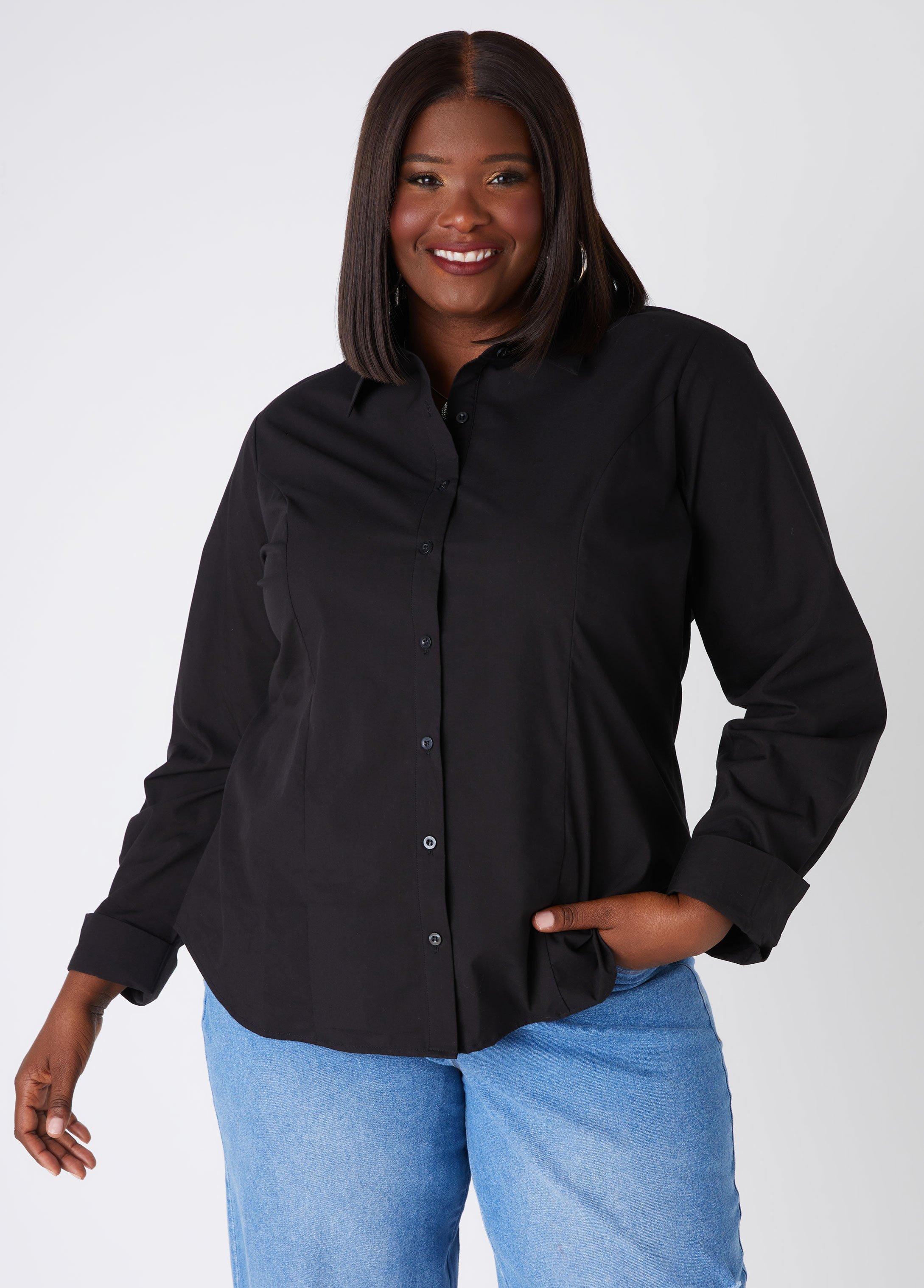 Plus Size Stretch Cotton Blend Shirt Ashley Stewart Product Image