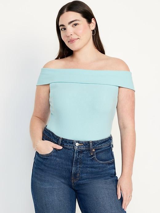 Off-Shoulder Ribbed Top Product Image