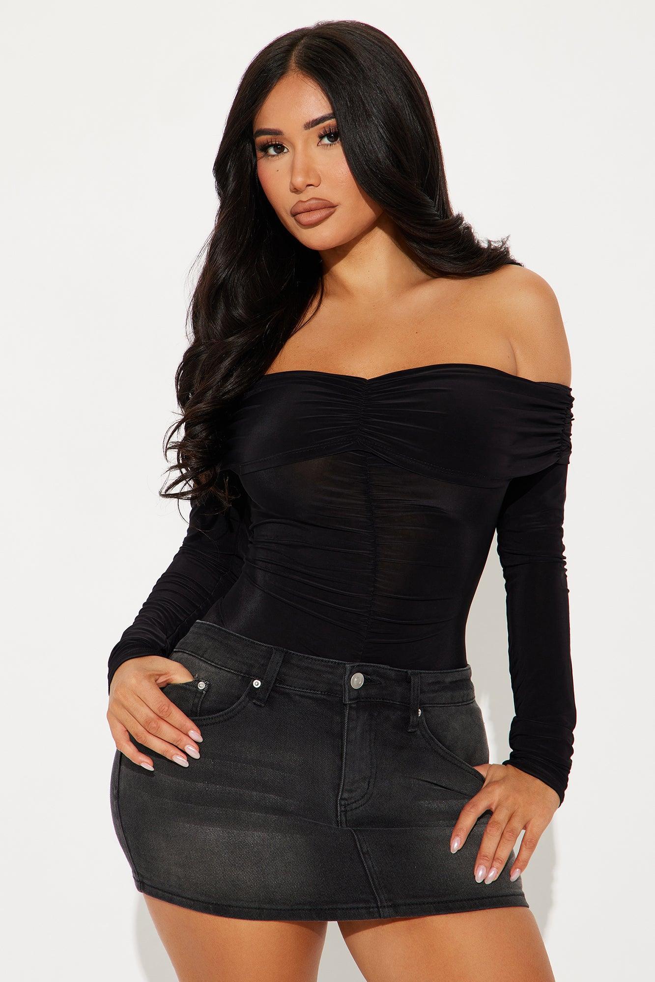 Meant To Be Off Shoulder Bodysuit - Black Product Image