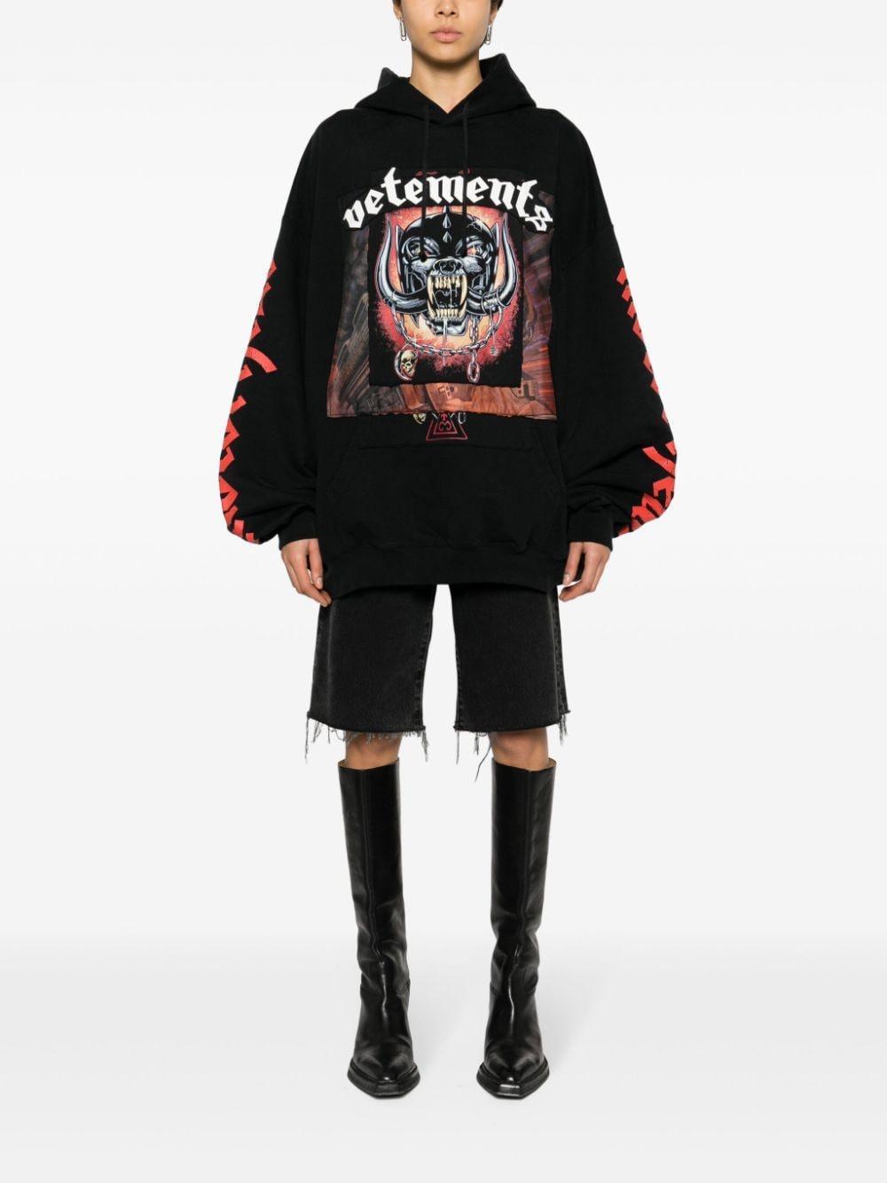 VETEMENTS Logo-appliqué Hoodie In Black Product Image