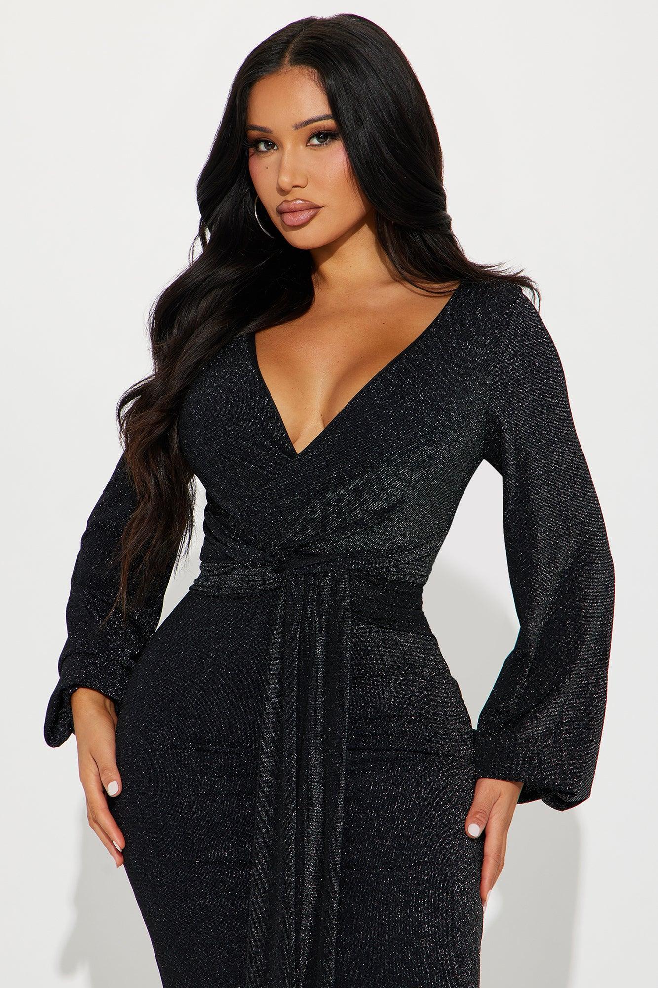 Starry Eyed Glitter Maxi Dress - Black Product Image