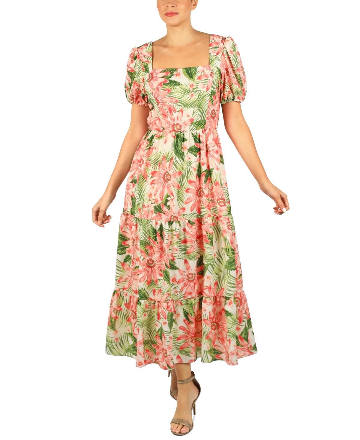 julia jordan Womens Printed Short-Sleeve Midi Dress Product Image