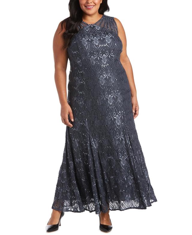 Womens R&M Richards Mermaid Lace Gown Blue Product Image