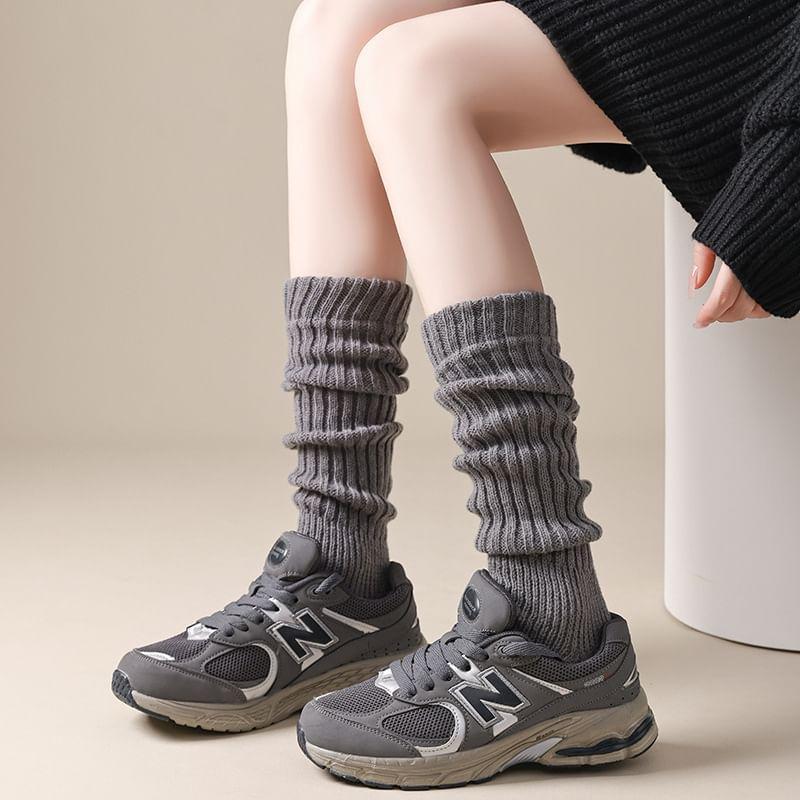 Plain Ribbed Knit Leg Warmers Product Image