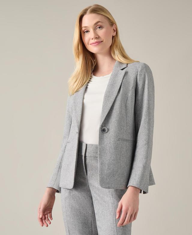 Women's Herringbone One-Button Long-Sleeve Blazer  Product Image