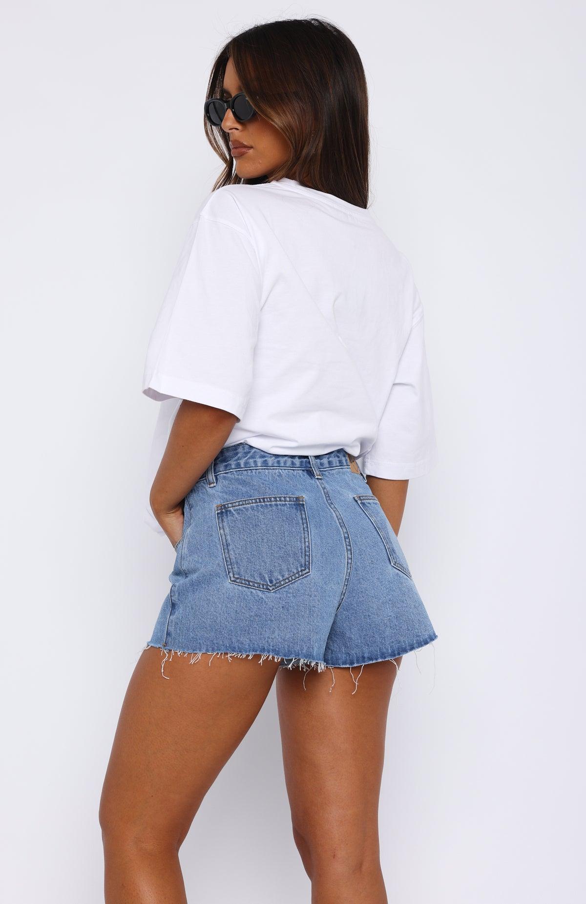 Take Me Home Denim Shorts Mid Blue Wash Product Image