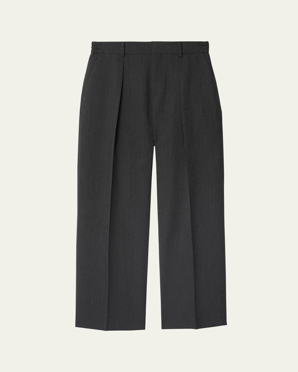 Mens Herringbone Wool Trousers Product Image