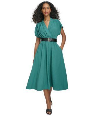 Women's Gauze Belted Midi Dress Product Image