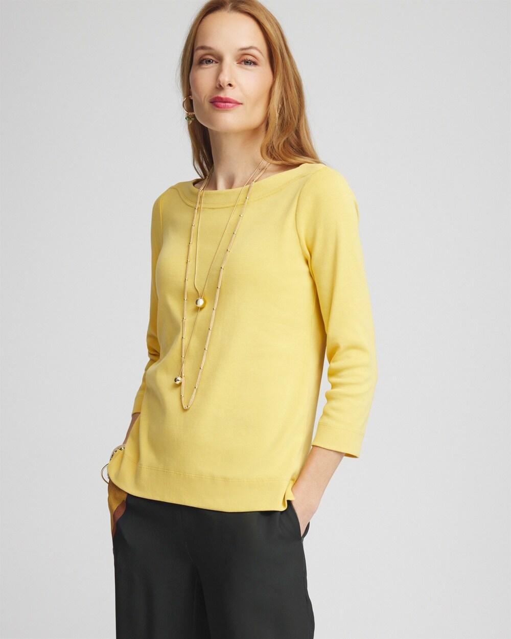 Women's 3/4 Sleeve Bateau Neck Tee Product Image