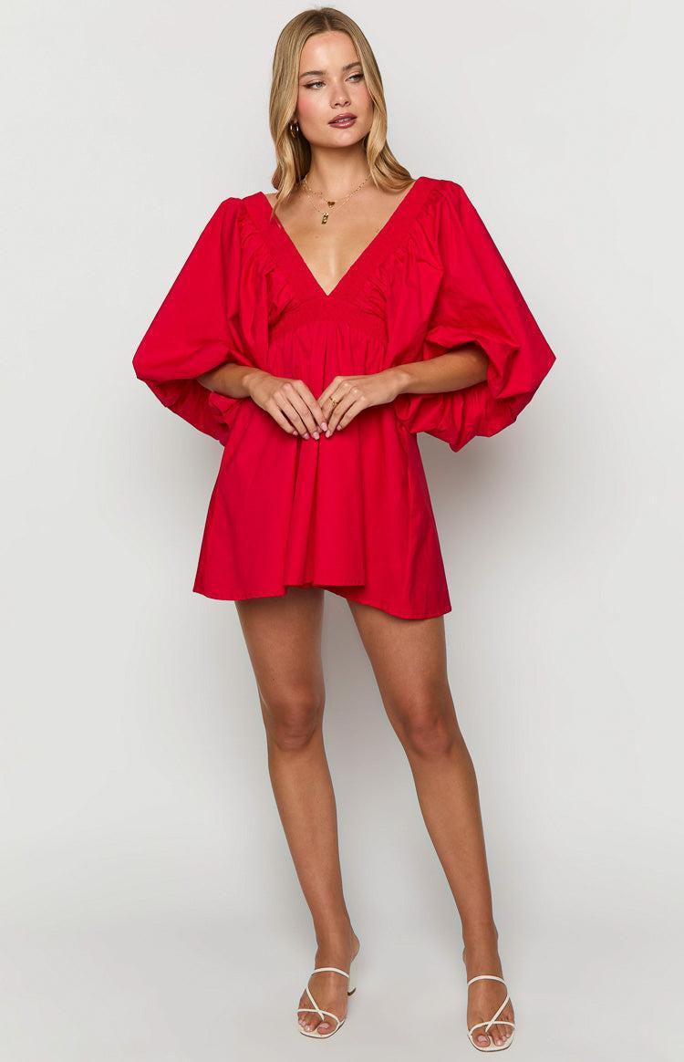 Torie Red Short Sleeve Mini Dress Product Image