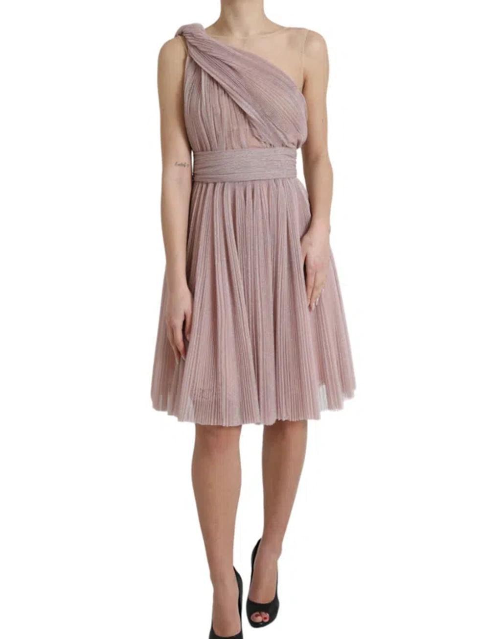 DOLCE & GABBANA One Shoulder Dress In Pink Product Image