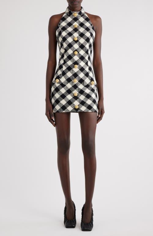 BALMAIN Gingham Tweed Minidress In Black Product Image