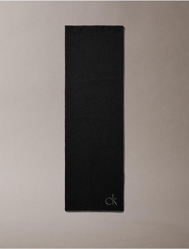 Calvin Klein Mens Embroidered Monogram Logo Scarf - Grey Product Image