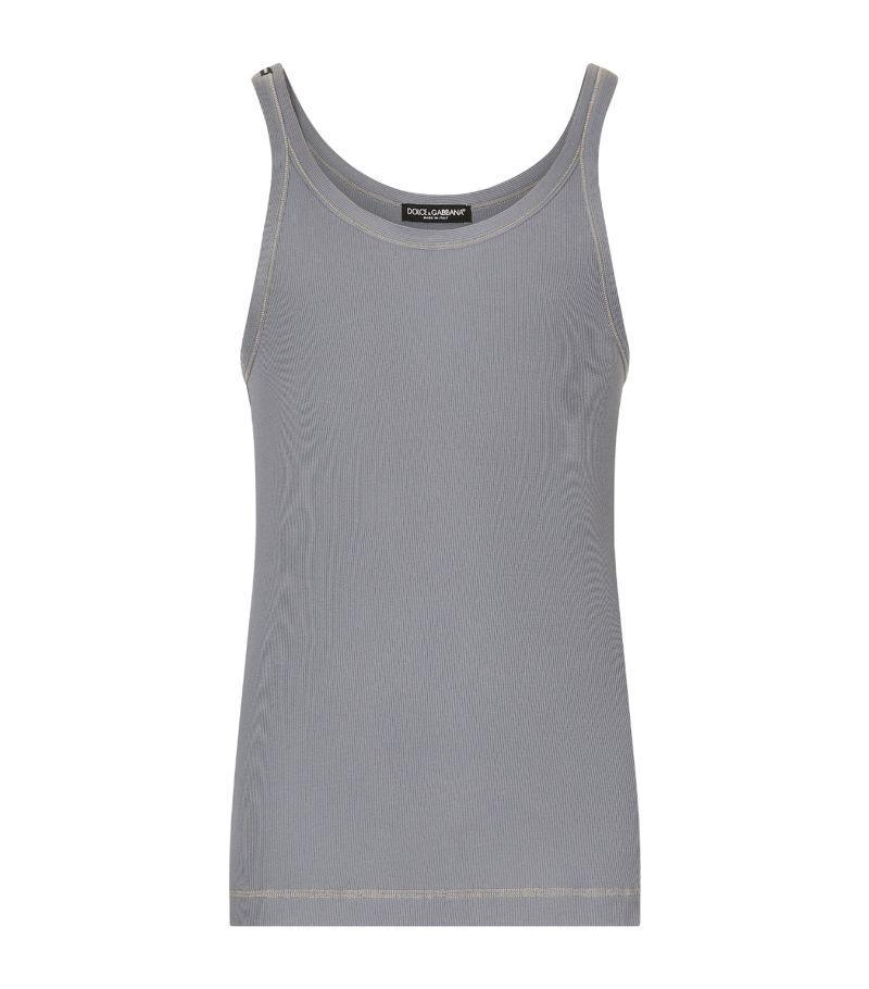 Scoop-neck Cotton Tank Top In Grey Product Image