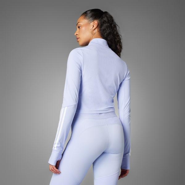 adidas Hyperglam Full-Zip Ribbed Cover-Up Aurora Ink 2XL Womens Product Image