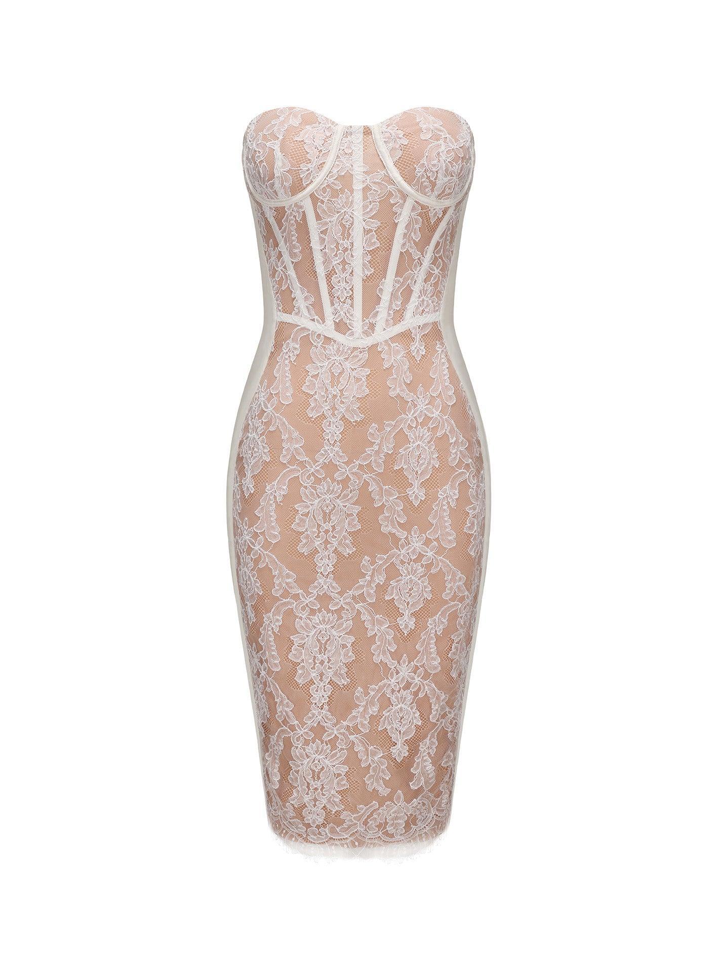 Elsa Lace Dress (White) Product Image