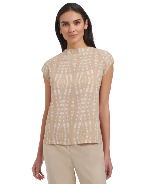 Calvin Klein Womens Printed Cap-Sleeve Top Product Image