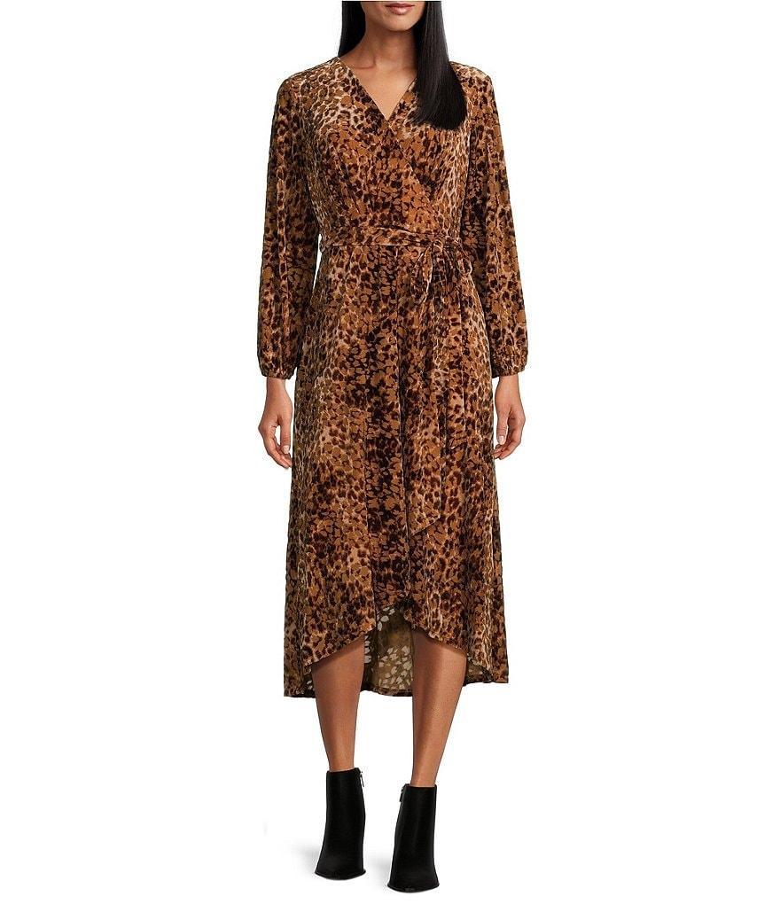 Nurture by Westbound Faux Wrap Printed Hi-Low Bracelet Sleeve Dress Product Image